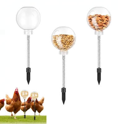 3er-Set Hühner-Futterspender mit Feder, Slow Feeder