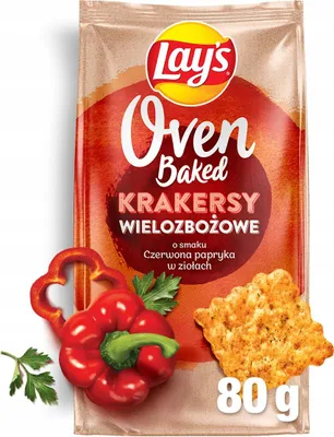 Zdjęcie produktu dla Lay's Oven Baked Krakersy wielozbożowe czerwona papryka w ziołach 80g