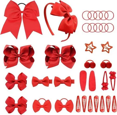 Productafbeelding van Famanu Haarclips Set - 35-delig - Rode haaraccessoires voor meisjes