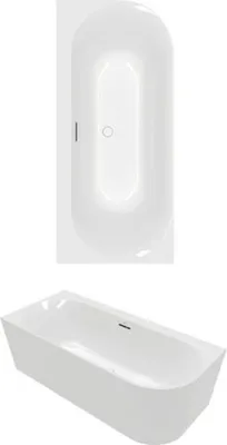 Imagen del producto de Bañera de esquina Villeroy & Boch Loop & Friends, modelo Oval Duo, con estructura oculta, de 170 x 75 cm, para instalación en esquina, lado derecho