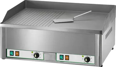 Zdjęcie produktu dla Elektryczna płyta grillowa KBS 6 kW, 2 strefy grzewcze, 1/2 gładka + 1/2 żebrowana, 665 x 570 x 300 mm