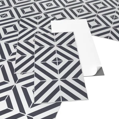 Immagine prodotto di ARTENS - Pavimento in PVC BANOS - Piastrelle in vinile autoadesive - Pavimento in vinile - Effetto piastrelle geometrico - Bianco/Nero - MEDIO - 60,96 cm x 30,48 cm x 1,5 mm - Spessore 1,5 mm - 2,23 m² / 12 piastrelle