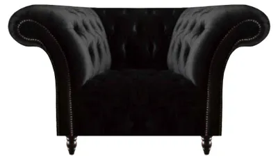 Immagine prodotto di Poltrona Chesterfield in pelle nera, imbottita, per il soggiorno, a una piazza