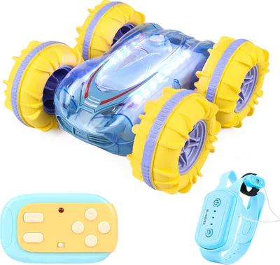 Obrázek produktu pro Dálkově ovládané auto, 2,4 GHz 4WD obojživelné kaskadérské auto, vodotěsné, rozpoznávání gest, dálkově ovládaný člun, terénní pozemní/vodní člun s parádními světly, dárky pro děti, chlapce a dívky