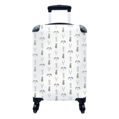 Produktbild von MuchoWow® Koffer Handgepäck Trolley Rollkoffer Kleine Reisekoffer mit 4 Rollen - Illustrationen - Muster - Grau - Cabin Size < 55x40x23 cm & 55x40x20 cm - Fotokoffer - Kabinenkoffer - Boardgepäck - Reise-Box - Reisekoffer - Reisegepäck - Koffer mit Bild - Trolley für Kinder
