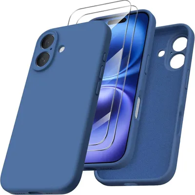 Zdjęcie produktu dla etui na iPhone'a 16 z ochroną aparatu i 2 foliami ochronnymi - Niebieski