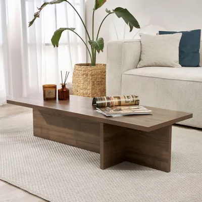 Image de Marmorito - Table de Salon, 120x45x30h cm Noyer Marron, Rectangulaire