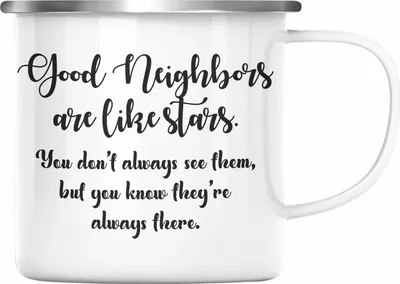 Produktbild von Trendation - Bester Nachbar Geschenk für Nachbarn Emaille Tasse Geschenkidee Beste Nachbarn der Welt Nachbarin (Silber)
