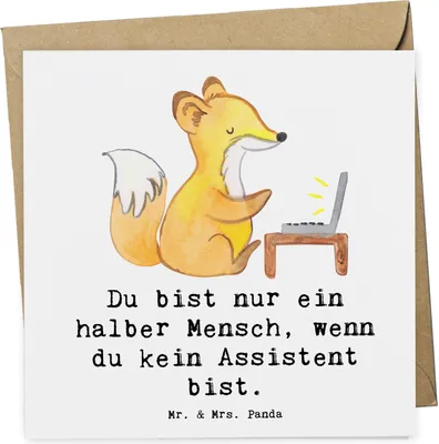 Produktbild von Mr. & Mrs. Panda Grußkarte Assistent Herz - Weiß - Geschenk, Glückwunschkarte, anlasskarte, faltkarte, Klappkarte, doppelkarte