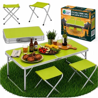 Produktbild von Zusammenklappbarer großer Tisch, 5-in-1-Set, Reise- und Camping-Tisch mit 4 Bänken