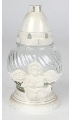 Image de 6x bougies funéraires ange verre blanc bougies luminaires cimetière bijoux lanterne brûleur