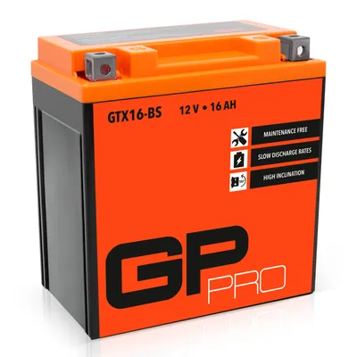 Zdjęcie produktu dla Akumulator żelowy GP-PRO GTX16-BS, 12 V, 16 Ah, 230 A, akumulator do skuterów, akumulator motocyklowy