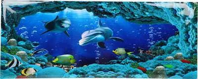 Produktbild von Hintergrund Poster Dekorative Meer Welt Gemälde PVC Aufkleber Landschaft für Aquarium