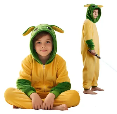 Produktbild von Pyjama Onesie Kigurumi Kostüm für Kinder Baby Yoda 110