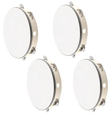 Image de 4 tambourins en bois, 25 cm, tambourin de main pour adultes