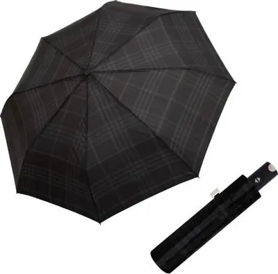 Obrázek produktu pro Doppler Carbonsteel Magic woven check black grey  - pánský plně automatický deštník