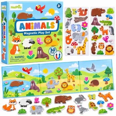Zdjęcie produktu dla Klocki Puzzle Magnetyczne Dla Dzieci Zwierzęta 30 El Układanka Magnesy