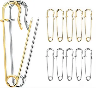 Produktbild von Sicherheitsnadeln 5 cm, 12 Stücken, Gold und Silber, für Kleidung