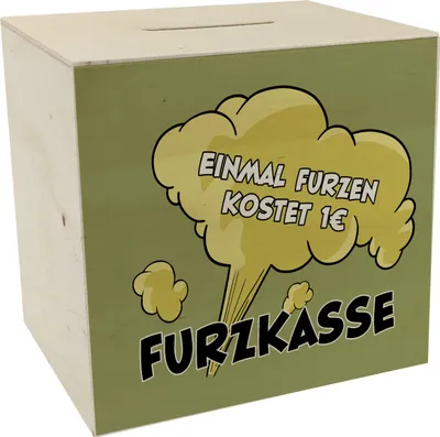 Produktbild von Einmal Furzen kostet 1€ witzige Furzkasse Spardose aus Holz