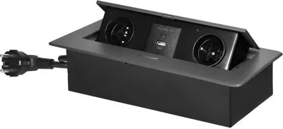 Obrázek produktu pro Výklopný blok zapuštěný ORNO OR-GM-9035/GR, 2x 230V, 2x USB (A+C type; 3.6A), barva grafit