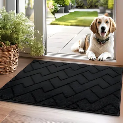 Produktbild von PolkaHome® Innentürmatte – rutschfest, wasserabsorbierend, maschinenwaschbar, 50 x 80 cm, Schwarz