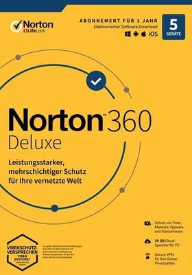 Produktbild von NortonLifeLock Norton 360 Deluxe Antivirus security 1 Lizenz(en) 1 Jahr(e)
