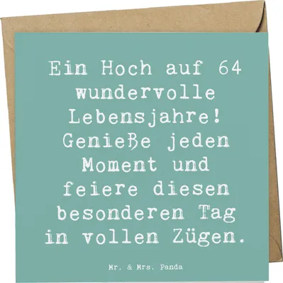 Produktbild von Mr. & Mrs. Panda Grußkarte Spruch 64. Geburtstag Feier - Meeresbrise - Geschenk, faltkarte, Geburtstagsfreude, Glückwunschkarte, Klappkarte, Happy Birthday, schöne Jahre