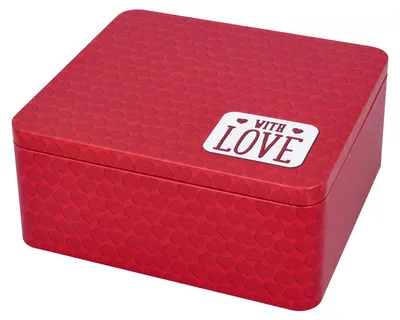 Produktbild von BIRKMANN Geschenkbox mit Spruch, rot, 21 x 19 cm, H 9 cm, aus robustem Weißblech, 439832