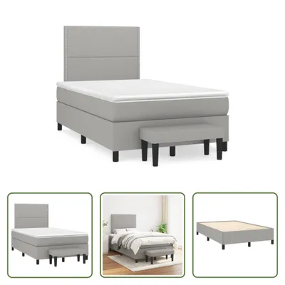 Produktbild von The Living Store Boxspringbett mit Matratze Hellgrau 120x190 cm Stoff