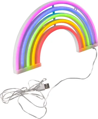 Obrázok produktu pre Neónová LED nástenná lampa dúha, biela, 3 W, farebná, 255 lm, plast, rozmery: 16,5 x 30 x 1,5 cm, IP20, Polux