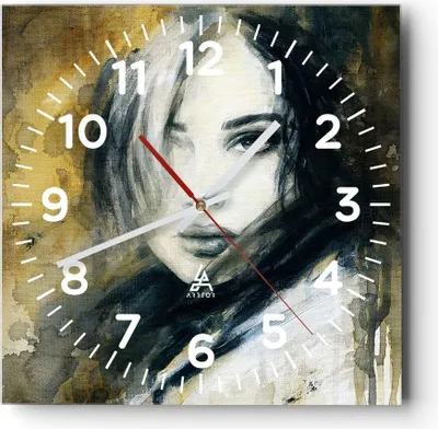 Produktbild von Wanduhr - Quadrat - Glasuhr - Frau Gesicht Lippen - 40x40cm - Schleichendes Uhrwerk - Lautlos - zum Aufhängen bereit - Dekoration Modern - Wanddekoration aus Glas - C4AC40x40-4053