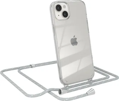 Produktbild von EAZY CASE Handykette kompatibel mit Apple iPhone 14 Plus, Handyhülle mit Umhängeband, Handykordel, Schutzhülle Clear, Band in Grau