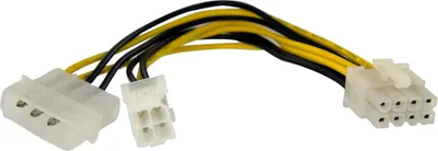 Produktbild von StarTech.com 15cm 4pin auf 8pin EPS-Netzadapter mit LP4 - Bu/St, 0,152 m, 4-pin ATX12V, Männlich, Weiblich, Gerade, Gerade