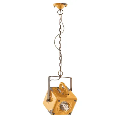 Produktbild von Vintage Industrie-Kronleuchter Eisen und Keramik Gelb 1 Licht E27