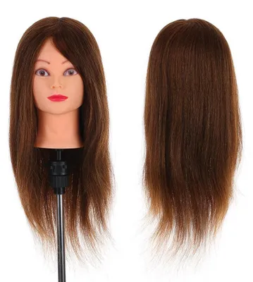 Produktbild von Kopfmodell 24 Zoll - Friseurtraining - Übungskopf - Tischklemmenhalter - 60% Echthaar