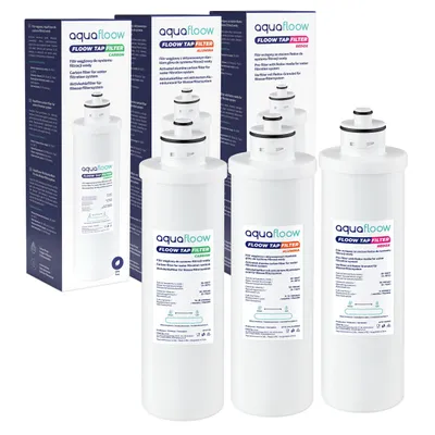 Produktbild von AquaFloow Untertisch-Wasserfiltersysteme für die Systeme Tap One und Tap Trio – Set mit 3 Filtern