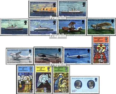 Produktbild von Briefmarken GB - Guernsey 1973 Mi 75-88 (kompl.Ausg.) Jahrgang 1973 komplett postfrisch Postschiffe