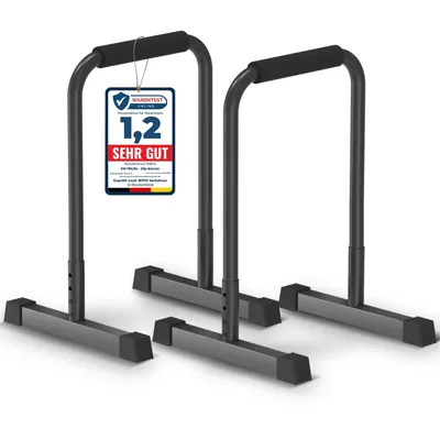 Zdjęcie produktu dla DH FitLife drążki do dipów regulowane 80-90 cm – stacja do kalisteniki i treningu siłowego, do użytku wewnętrznego/zewnętrznego, stabilna i bezpieczna