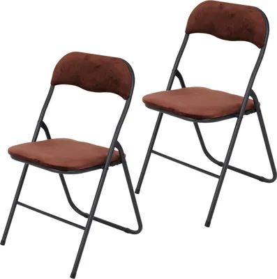 Klappstühle Set von 2 – Samt – Faltbar – 43 x 47 x 80 cm – Braun
