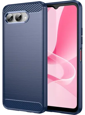 Produktbild von Hülle für T-Mobile T Phone 3/Revvl 8, Carbon-Faser TPU Silikon Stoßfest Schutzhülle Blau