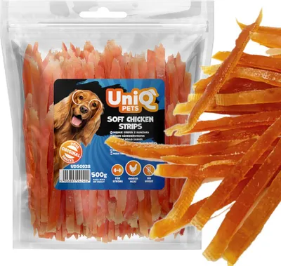 Produktbild von Hundeleckerlis Weiche Hühnerstreifen UniQ Pets 500g