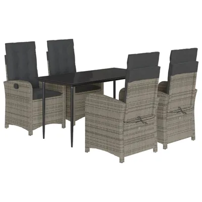 Immagine prodotto di vidaXL Set da pranzo da giardino in 5 pezzi con cuscini in rattan grigio