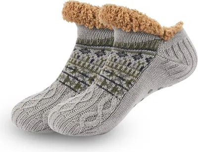 Produktbild von ASKSA Haussocken Herren Damen Flauschig Huettensocken Winter Warme rutschfest Stoppersocken Kuschelsocken, EU 36-44, 1 Paar, Grau