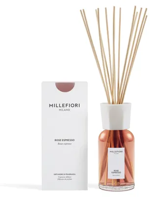 Image de Diffuseur d'ambiance Millefiori Milano Rose Espresso pour intérieur, avec bâtonnets (77DIRE)