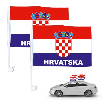 Produktbild von 2x Autofahnen Adler Autoflagge Kroatien Auto Autofahne Fahne Flagge Fanartikel für Fußball WM 2026