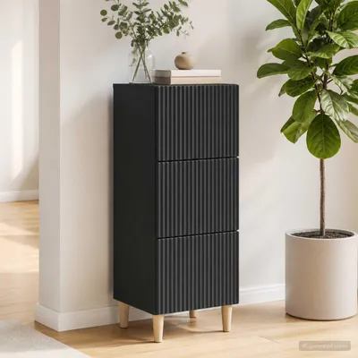 Produktbild von vidaXL Schubladenschrank Schwarz 33 x 34,5 x 90 cm Holzwerkstoff