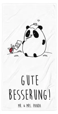 Produktbild von Mr. & Mrs. Panda Handtuch Panda Gute Besserung - Weiß - Geschenk, Strandlaken, Strandtuch, Duschtuch, Badehandtuch, Reisehandtuch