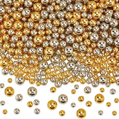 Productafbeelding van Kunststofperlen zonder gat - 1200 stuks in goud en zilver voor decoratie