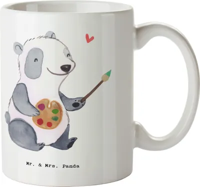Produktbild von Mr. & Mrs. Panda Tasse Restaurator Herz - Weiß - Geschenk, Becher, kaffeetasse keramik, Kaffeebecher, haferl, Keramiktasse