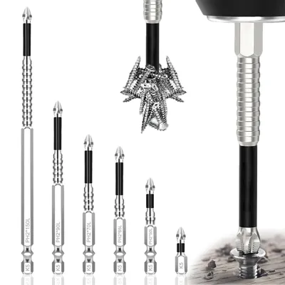 Produktbild von 6 Stück Kreuzschlitz-Bits K5 Anti-Rutsch Magnetische Bits Hohe Härte 25-150mm
